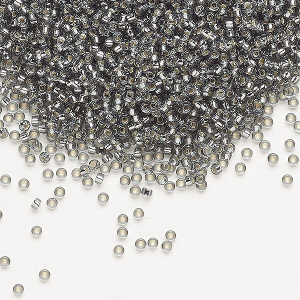 Seed bead, Miyuki, glass, pkg/250g, #15 rocaille, transparent silver-lined light grey, (RR-21). image number 0