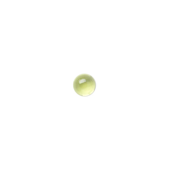 Cabochon, peridot (natural), 5mm hand-cut calibrated round, B grade, Mohs hardness 6-1/2 to 7. Sold individually. image number 0