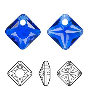 Drop 4pk majestic blue, Crystal Passions® 9mm pendant princess cut 6431