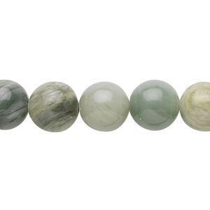 Green line jasper 1pkg1, round bead natural 15.5-16 inch 10mm