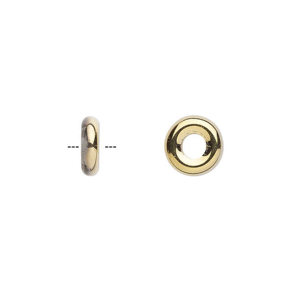 Bead, Czech pressed glass, translucent clear with half-coat bronze gold, 9.5x3mm ring. Sold per pkg of 50. image number 0