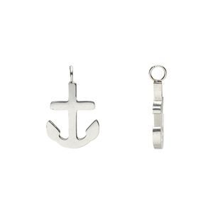 Charm, stainless steel, 12x9mm double-sided anchor. Sold per pkg of 2.