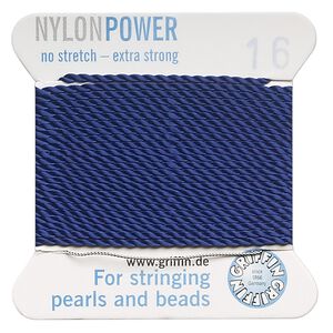 Thread, Griffin, nylon, dark blue, size #16. Sold per 2-meter card (approximately 78 inches).