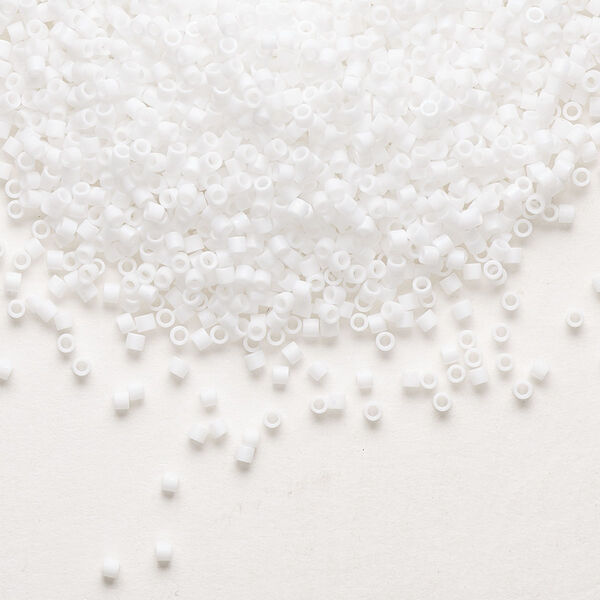 Seed bead, Delica®, glass, pkg/50g, #15 round, opaque matte rainbow chalk white (DBS-0351). image number 0