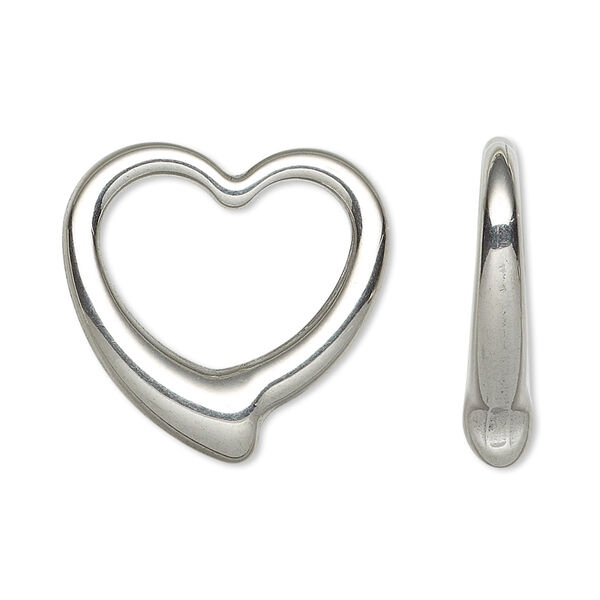 Charm, stainless steel, 24x24mm undrilled double-sided open floating heart. Sold individually. image number 0