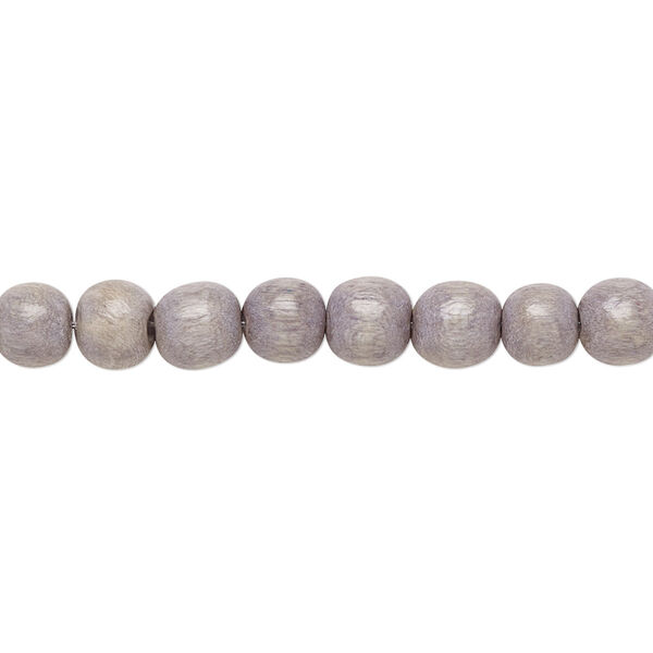 Bead, Taiwanese cheesewood (dyed / waxed), grey, 5-6mm round. Sold per pkg of (2) 15-1/2" to 16" strands. image number 0