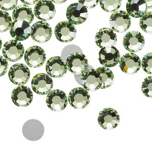Flat back, Dance With Me™ crystal rhinestone, peridot, foil back, 6.32-6.5mm rose, SS30. Sold per pkg of 48.