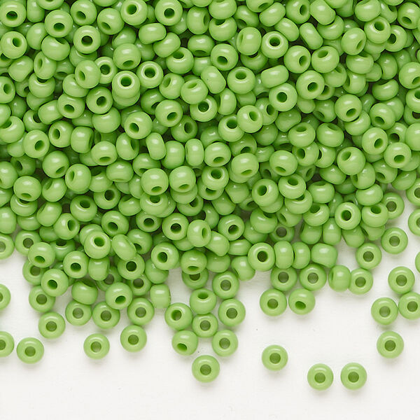 Seed bead, Preciosa Ornela Czech glass, pkg/50g, #8 rocaille, opaque mint green, (53230). image number 0