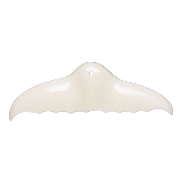 Focal, bone (bleached), 47x17mm hand-cut single-sided carved whale tail, Mohs hardness 2-1/2. Sold individually. image number 0
