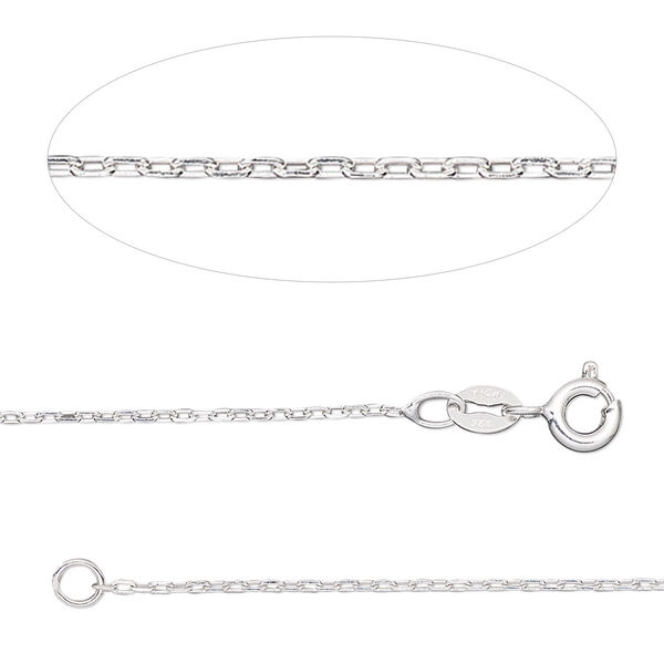 Chain, Gossamer™, sterling silver, 1mm cable, 16 inches with springring clasp. Sold individually. image number 0