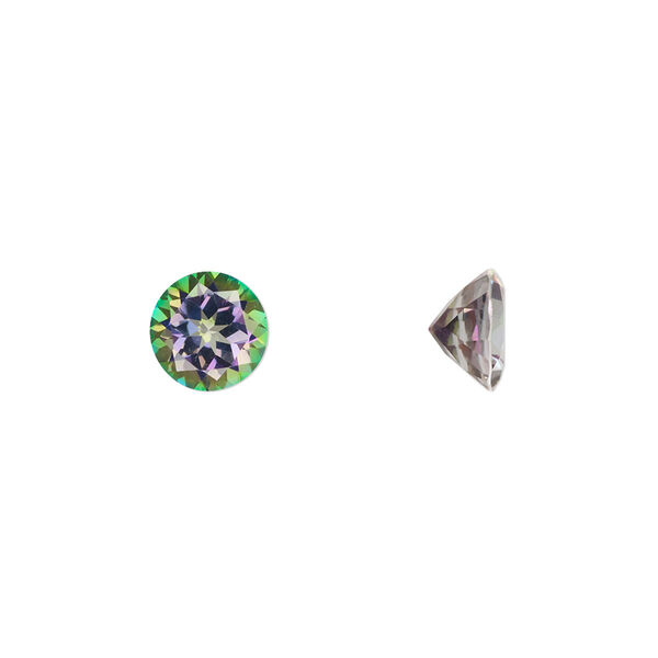 Gem, mystic topaz (coated), 8mm calibrated faceted round, A- grade, Mohs hardness 8. Sold individually. image number 0