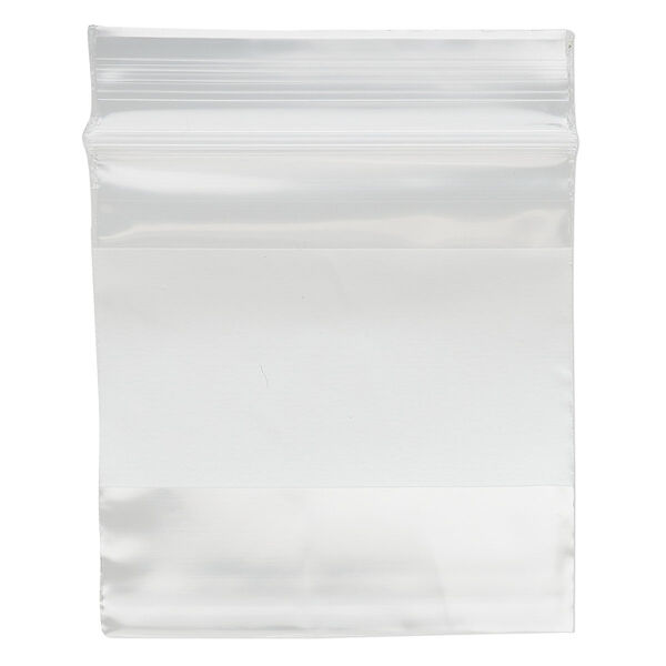 Bag, Tite-Lip™, plastic, clear and white, 2-inch top zip with block. Sold per pkg of 100. image number 1
