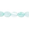 Mother-of-pearl shell 1pkg1, flat oval bead 15 inch teal blue 10x8mm image number 0
