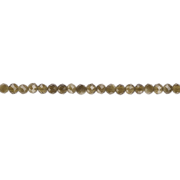 Bead, cat's eye quartz (natural), 2mm faceted round with 0.4-0.6mm hole, B+ grade, Mohs hardness 7. Sold per 13-inch strand. image number 0