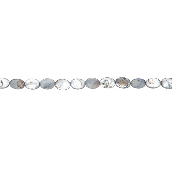Mother-of-pearl shell 1pkg1, puffed oval bead 15 inch ocean blue 18x13mm image number 1