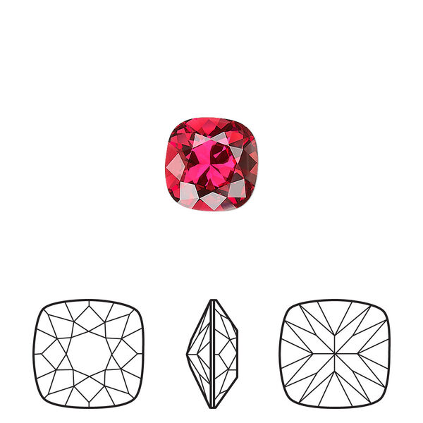 Fancy stone 6pk scarlet foil back, Crystal Passions® 10mm cushion 4470 image number 0