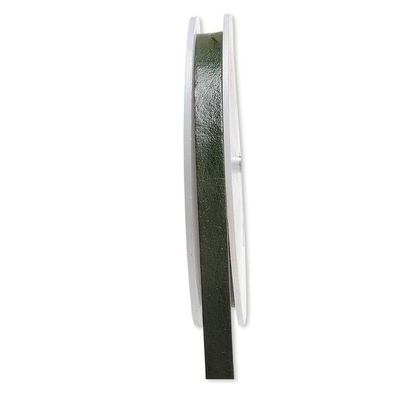 Cord, leather, green, 8mm flat. Sold per 5-yard spool. image number 0
