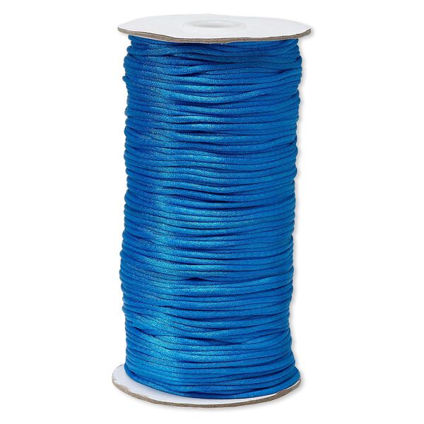 Cord, Satinique™, satin, dark turquoise blue, 2mm regular. Sold per 400-foot spool. image number 0