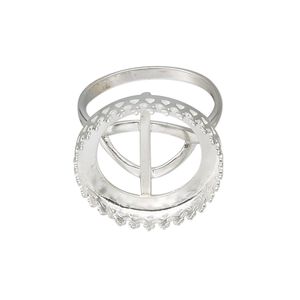 Ring, sterling silver, 21.5mm round with 20mm round cabochon bezel setting, size 7. Sold individually.