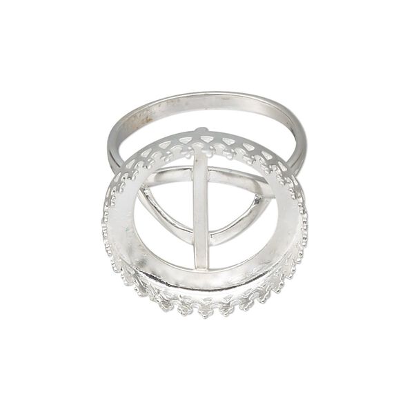 Ring, sterling silver, 21.5mm round with 20mm round cabochon bezel setting, size 7. Sold individually. image number 0