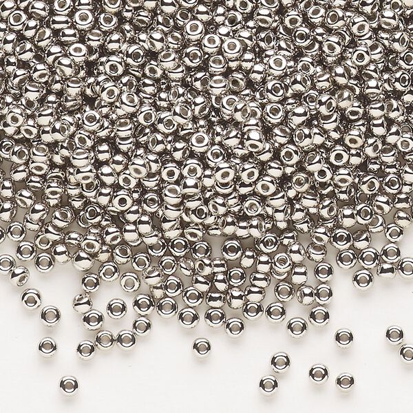 Seed bead, Dyna-Mites™, glass, pkg/40g, #11 round, opaque nickel finish, (573 11/0 RR). image number 0