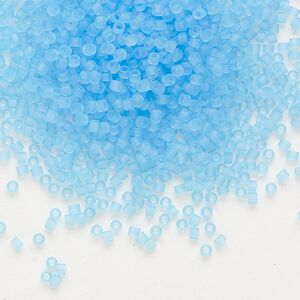 Seed bead, Delica®, glass, pkg/50g, #11 round, translucent matte aqua (DB-0747).