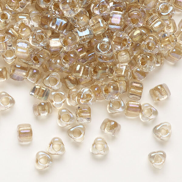 Seed bead, Miyuki 1pkg10g, glass, #5 triangle, transparent bronze inside dyed color clear (TR-1133) image number 0