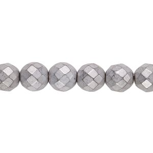 Hemalyke™ 1pkg1, matte electroplated faceted round bead 15.5-16 inch 8mm