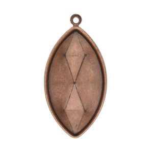 Focal, Almost Instant Jewelry®, antique copper-plated brass, 34x19mm marquise with 32x17mm marquise setting. Sold per pkg of 2.