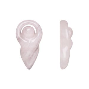 Rose quartz 1pkg1, hand-cut undrilled goddess component 24x12mm-26x13mm