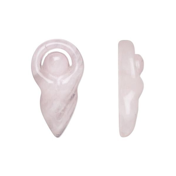 Rose quartz 1pkg1, hand-cut undrilled goddess component 24x12mm-26x13mm image number 0