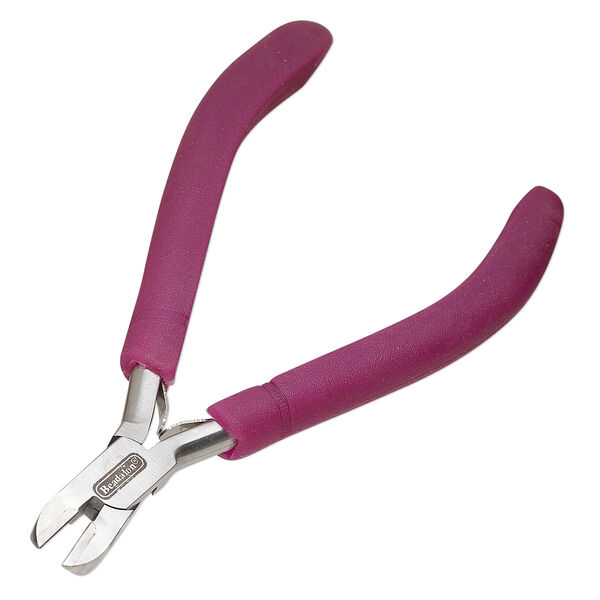 Pliers, Beadalon®, semi-flush cutter, stainless steel and plastic polymer, pkg/1, purple, 5-3/4 inches. image number 0