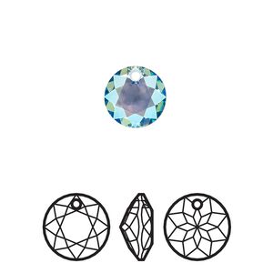 Drop 48pk aquamarine shimmer, Swarovski® 10mm pendant classic cut 6430