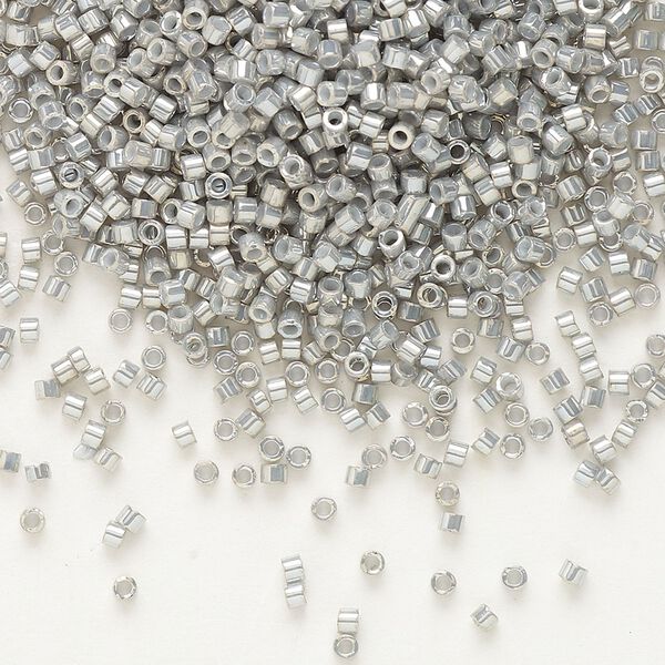 Seed bead, Delica®, glass, pkg/7.5g, #11 round, opaque rainbow gold luster grey (DB-0251). image number 0