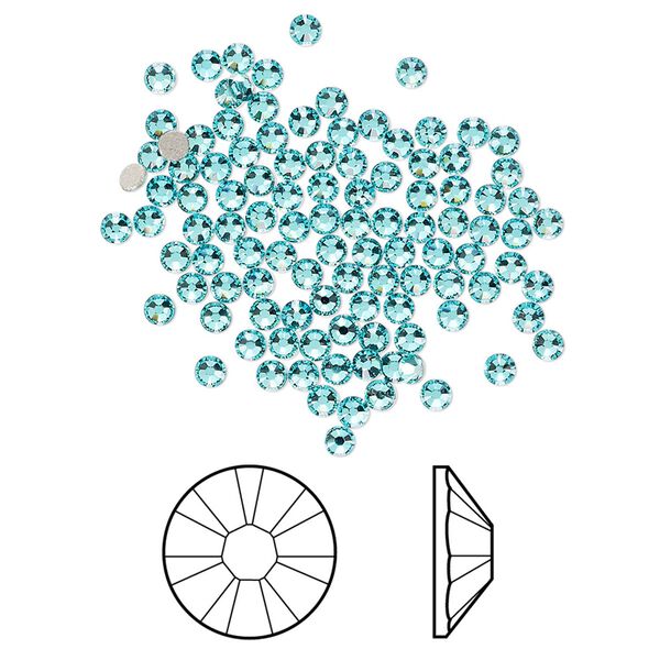 Flat back 1440pk light turquoise foil back, Swarovski® 2.1-2.3mm rose round SS7 2058 image number 0