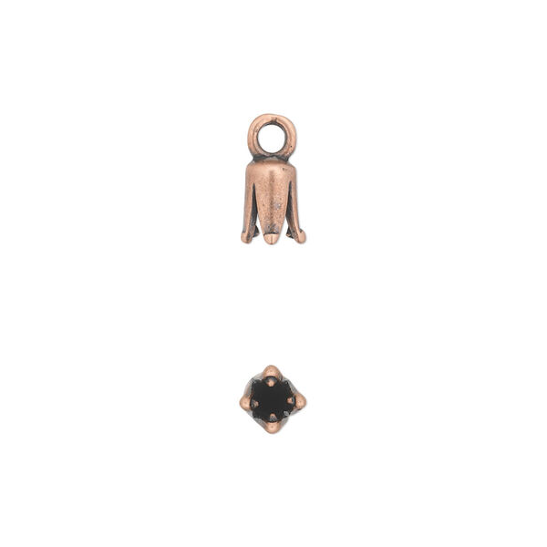 Cord end, JBB Findings, antique copper-plated pewter (tin-based alloy), 7x4mm cone, 2mm inside diameter. Sold per pkg of 4. image number 0