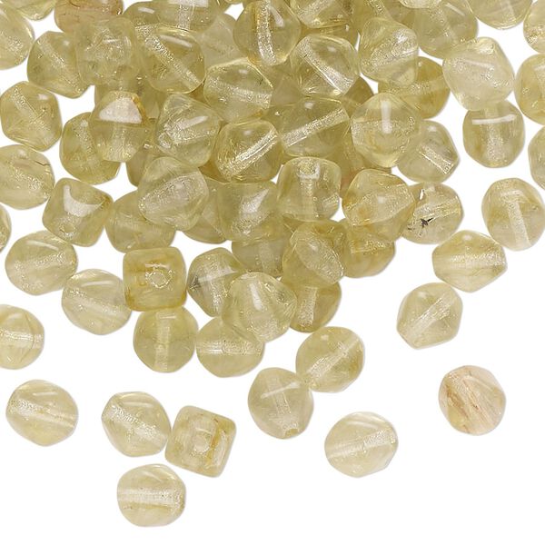 Bead, Czech pressed glass, transparent pale yellow, 6mm bicone. Sold per 1-ounce pkg, approximately 143 beads. image number 0