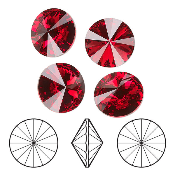 Chaton 4pk scarlet foil back, Crystal Passions® 10.54-10.91mm rivoli SS47 1122 image number 0