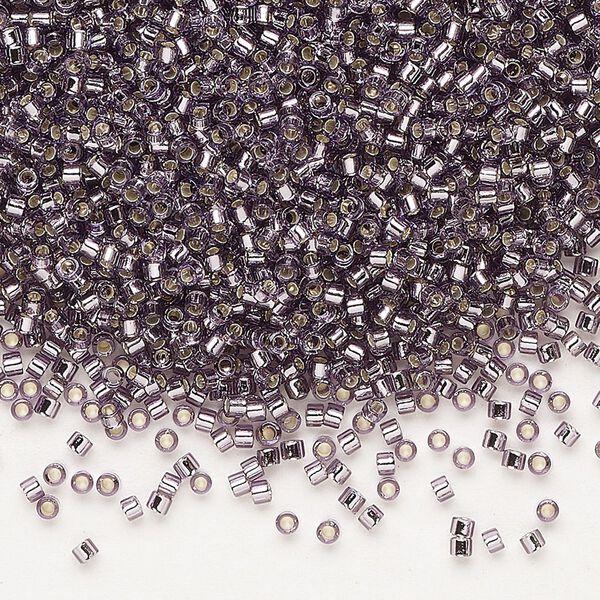 Seed bead, Delica®, glass, pkg/250g, #11 round, transparent silver-lined amethyst purple (DB-1205). image number 0