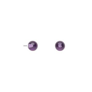 Amethyst 1pkg2, half-drilled round bead natural 4mm
