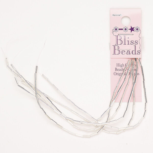 Bead brass 125pk 6x2mm round tube, silver finish image number 0