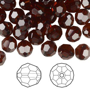 Bead 144pk smoked amber, Crystal Passions® 8mm round 5000