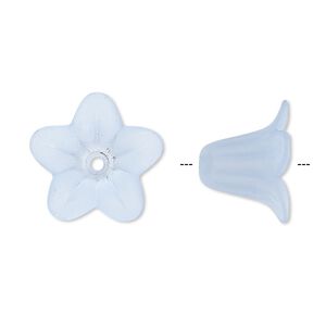 Component, acrylic, translucent frosted light blue, 17x12mm flower. Sold per pkg of 100.