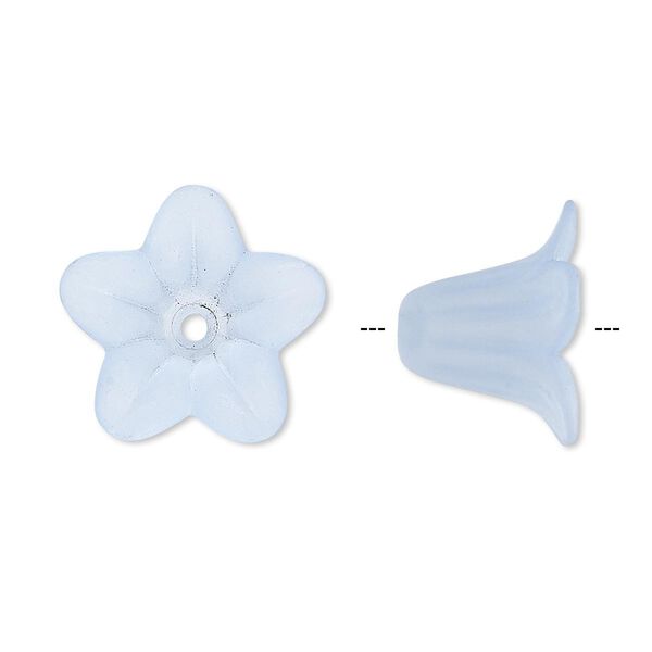 Component, acrylic, translucent frosted light blue, 17x12mm flower. Sold per pkg of 100. image number 0