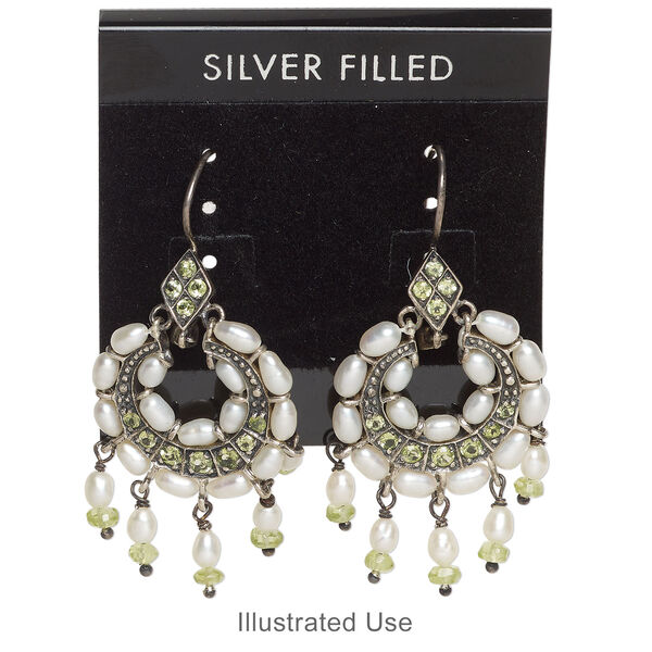 Earring card, flocked plastic, black and silver, 2x2-inch square with "SILVER FILLED." Sold per pkg of 100. image number 1