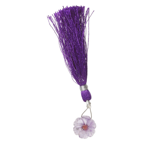 Amethyst / garnet 1pkg1, top-drilled hand-cut 1sided carved flower bead natural, 14mm image number 2