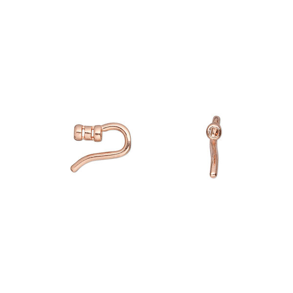 Crimp end, JBB Findings, copper-plated brass, 9.5x2.5mm tube with hook clasp, 1.4mm inside diameter. Sold per pkg of 10. image number 0