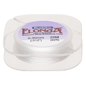 Cord, Beadalon® Elonga™, elastic, white, 0.3mm, 3-pound test. Sold per 25-meter spool.