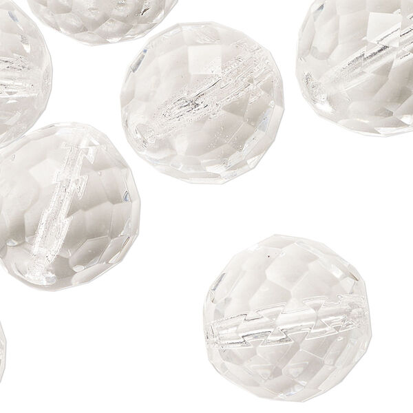 Bead, Czech fire-polished, glass, transparent clear, 18mm faceted round. Sold per pkg of 10. image number 0