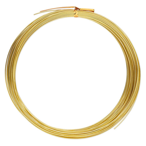 Wire, anodized aluminum, gold, 1mm round, 18 gauge. Sold per pkg of 45 feet. image number 0